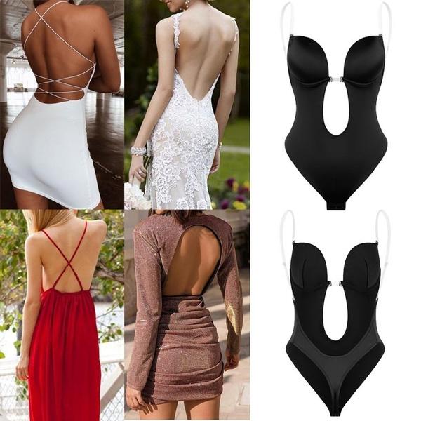 Женский бюстгальтер с открытой спиной, формирователь тела, боди с глубоким V-образным вырезом, стринги, трансформируемый бесшовный костюм с U-образным вырезом