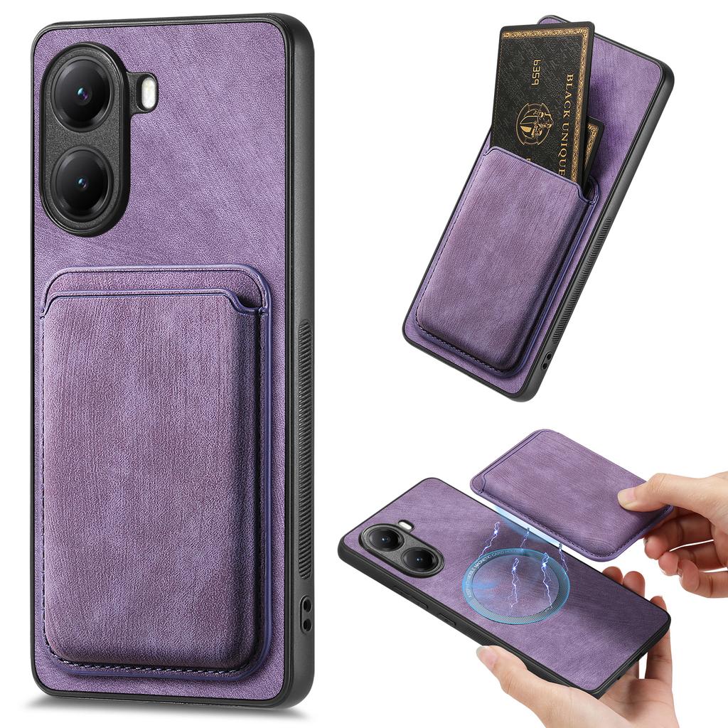 For Xiaomi Redmi Turbo 4 5G Magnetic Case Leather Back Cover with Detachable Card Holder