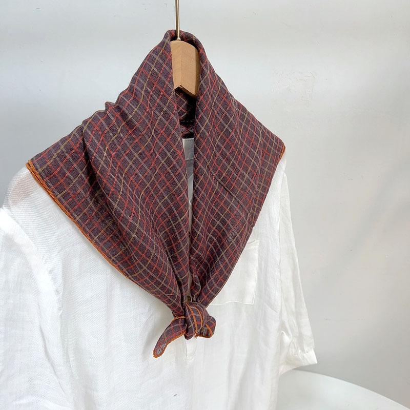 Clearance Welfare Retro Linen Square Scarf Literary And Versatile Women'S Summer Neck Protection Cotton And Linen Small Silk Scarf Scarf Printed Model
