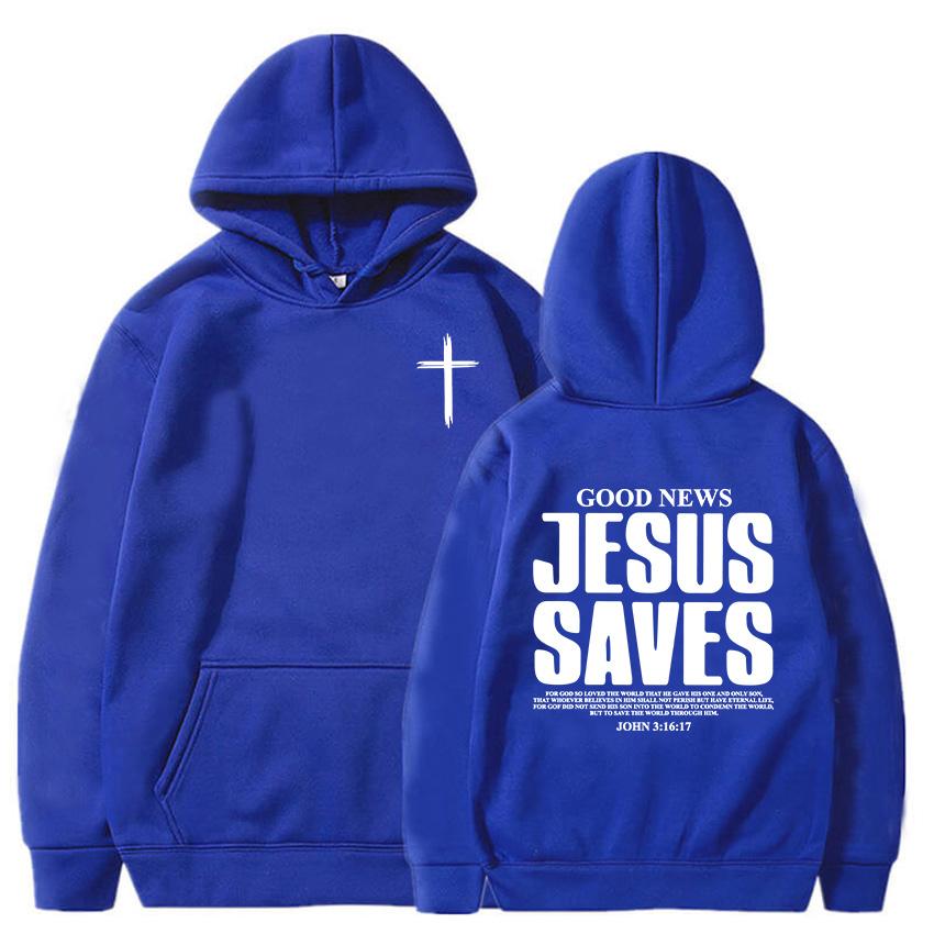 Jesus Saves John Hoodies Christian Bible Verse Sweatshirts Men Women Clothes Winter Comfortable Pocket Pullovers Graphic