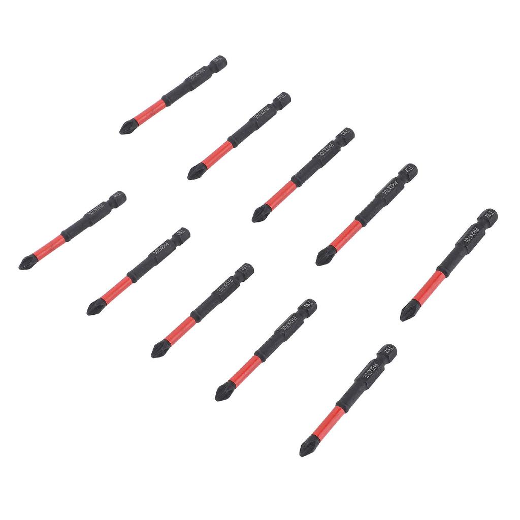 Набор из 10 магнитных бит для отвертки PH, нескользящие твердые длинные сверла для ударной дрели, электрической ручной