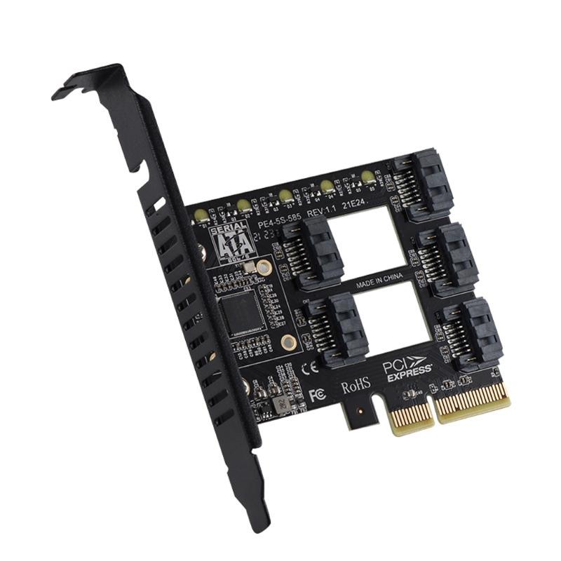 PCI-E 4X to  3.0 pansion Card 5 Full Speed Ports 6Gbps Transfer pansion Hard Drive for Win7 / 8/10 / Linux