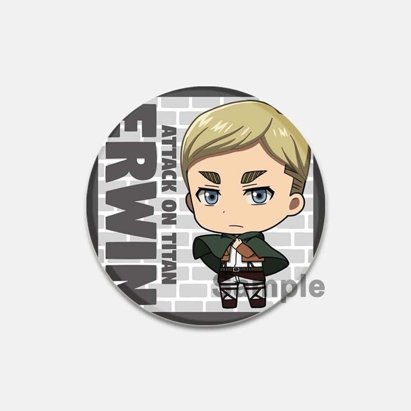 58 мм модные ювелирные аксессуары, значок «Атака Титанов», аниме-фигурка, Леви Микаса, булавки для лацканов, мультяшная косплей, одежда, сумка, броши, подарки