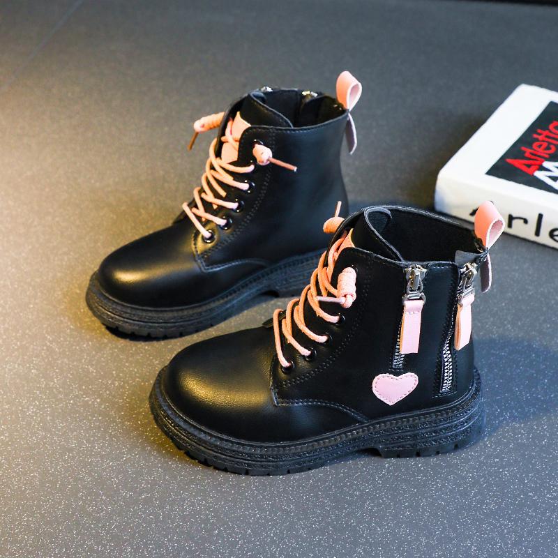 2024 Autumn Spring New Girls Short Boots Love Versatile Soft Children Fashion Boots Drop Shipping PU Kids Shoe Princess Non-slip