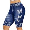Plus Size 3D Print Capri Leggings For Women Faux Denim Women Fashion Jegging Shorts