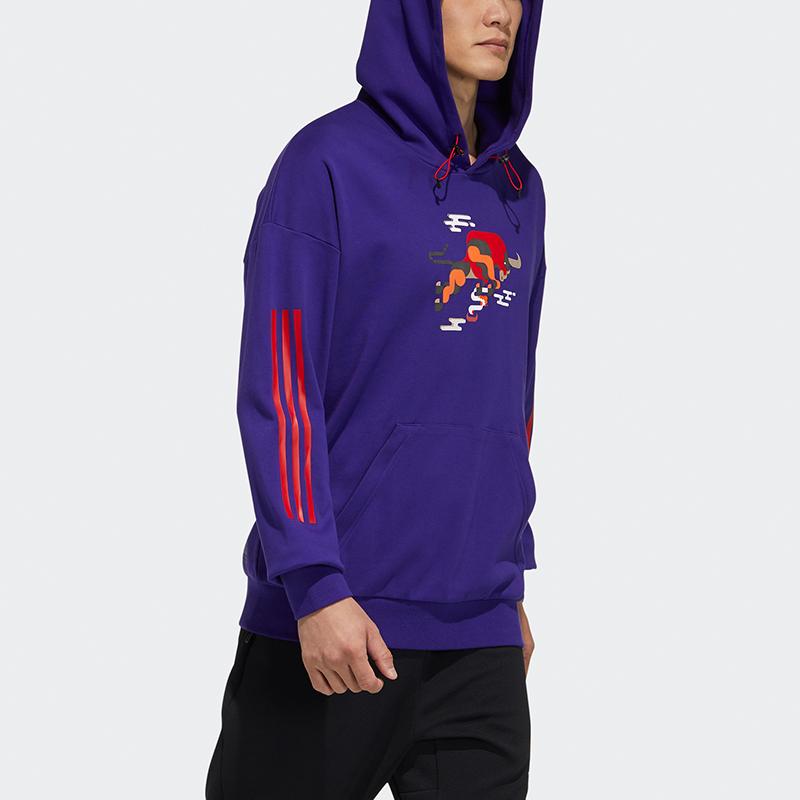 adidas Men's Purple CNY Graphic Hooded Sweatshirt GQ0890