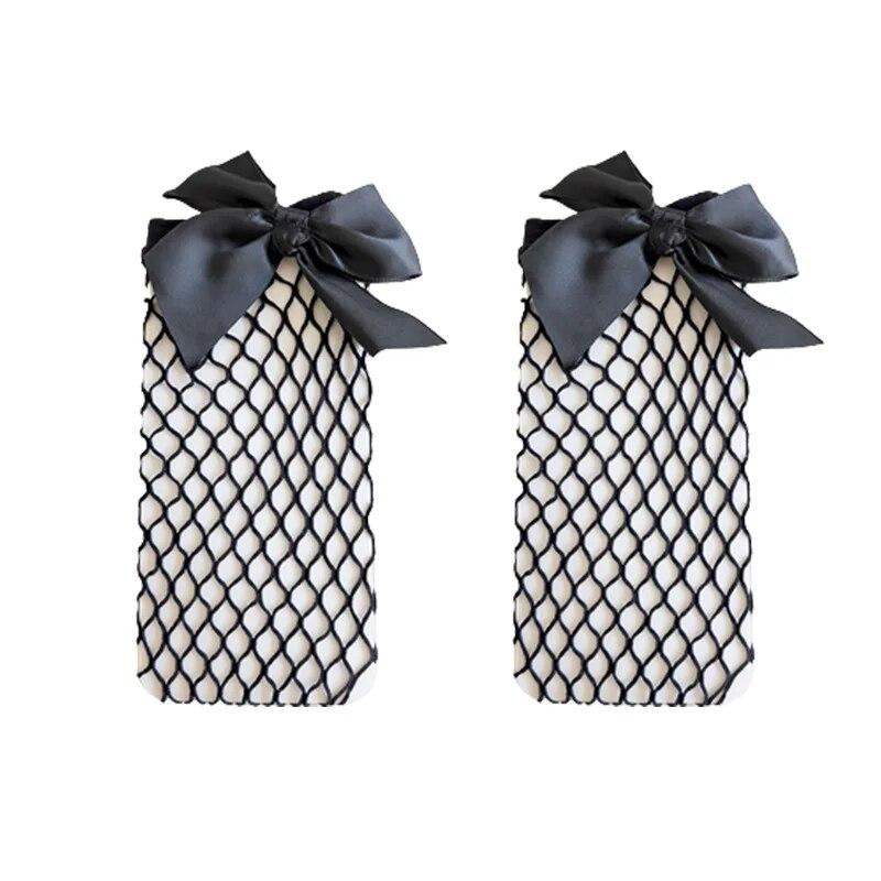 Children Girl Calf Sock Lace Lolita White Black Color Knee High Sock for Kids Girl Summer Fishnet Mesh Sock Clothes Accessories