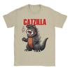 Мужские футболки Catzilla Funny Cat Monster из чистого хлопка, креативные футболки с коротким рукавом и круглым вырезом с принтом