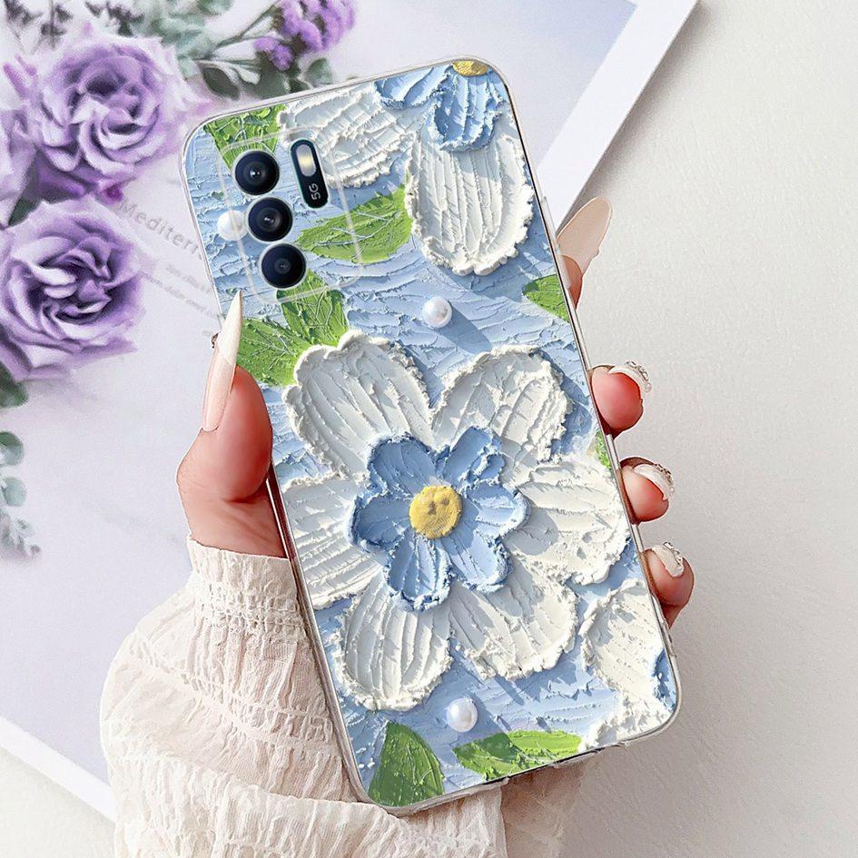 For OPPO Reno 6 6Z 5G Case CPH2237 CPH2251 Cover Fashion Flower Soft Silicon Bumper on OPPO Reno6 Pro CPH2249 Reno6 CPH2235 Capa