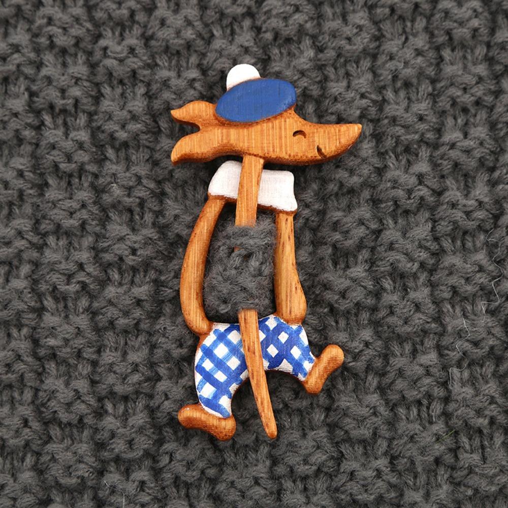 Милая брошь-значок в виде животного, свитер, щенок, котенок, пряжка для шарфа, ретро, деревянная, для вечеринки