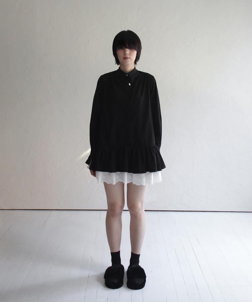Rubati Ruffle Shirt Mini Dress_Black