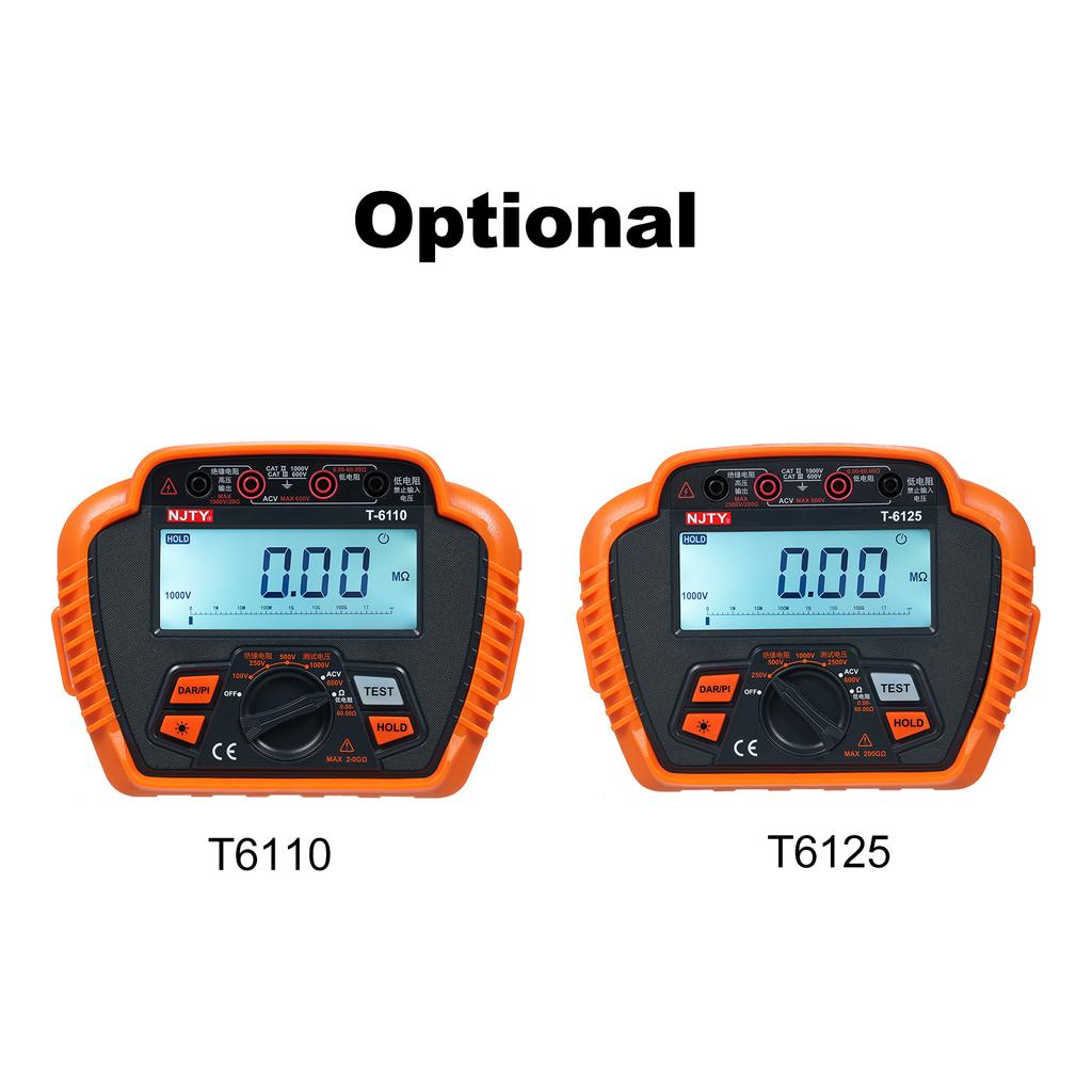 NJTY Insulation Resistance Tester 2500V Digital Megohmmeter MAX 200G Ohm  Measuring Low Resistance