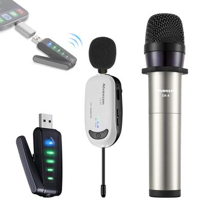 Беспроводной микрофон USB ALVOXCON Штыревой микрофон Ручной микрофон Микрофон для iPhone Два типа микрофонов в комплекте Беспроводной микрофон для 2 человек