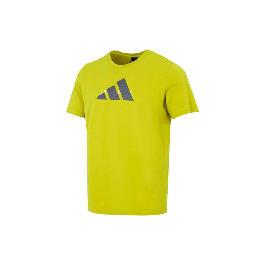 Adidas Футболка с круглым вырезом и принтом логотипа Alphabet, мужская, желтая, HE9938