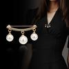 Imitation Pearl Fixed Strap Charm Safety Pin Brooch Sweater Cardigan Clip Chain