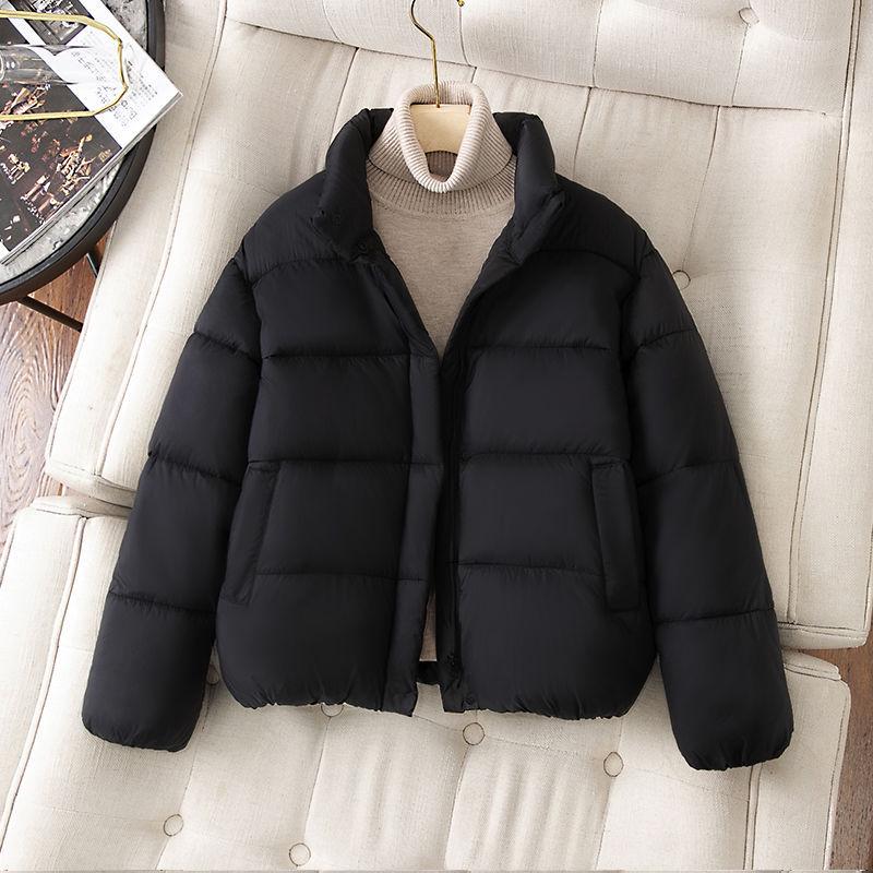 Women's Short Winter Puffer Coat - Stand Collar, Thickened, Loose Fit, Korean Style