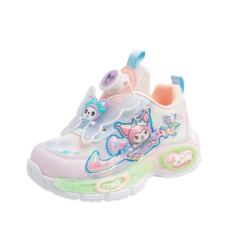 Spring new girls' children's sports shoes princess light-up campus breathable soft-soled glowing trendy dad shoes