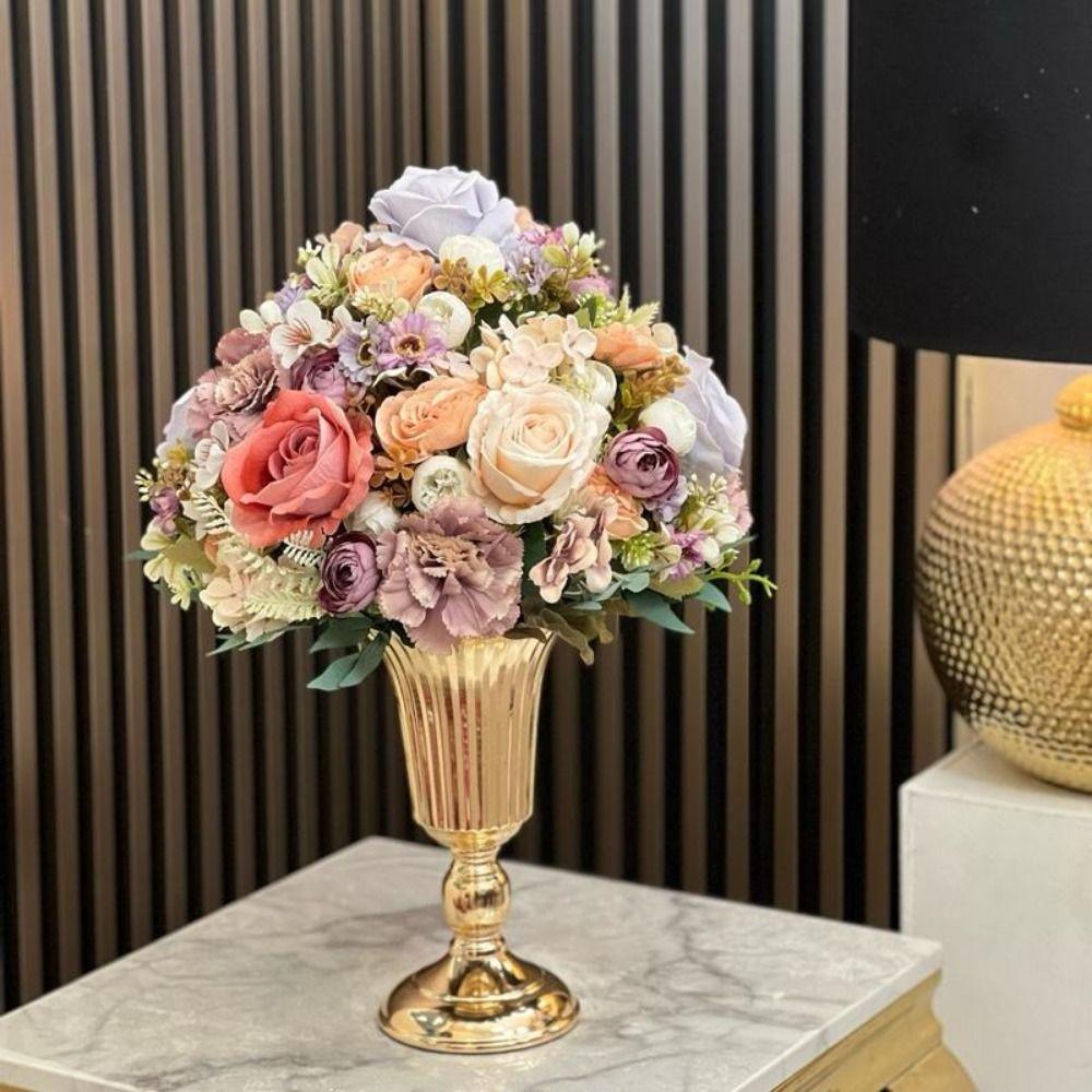 Золотой подсвечник Металлическое искусство Ваза для цветов Креативная подставка для цветов Реквизит для свадебной вечеринки