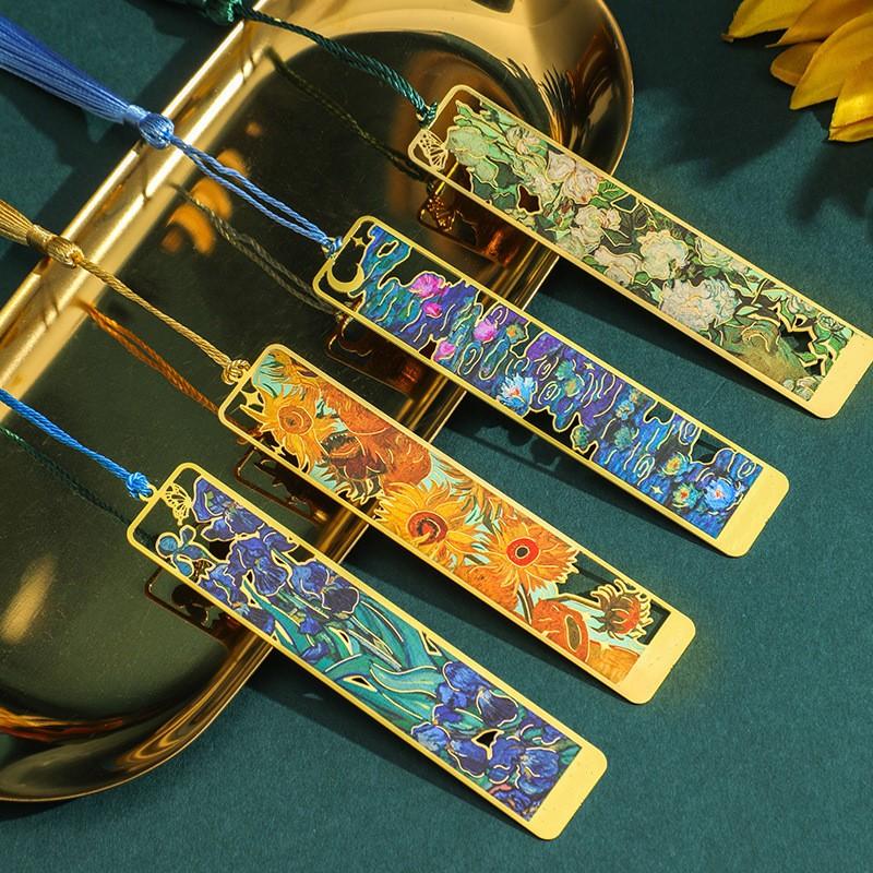 Chinese Retro Bookmark Hollow Brass Bookmark Pendant Set Vintage Style Pattern Bookmark Teacher/friend Gift Student Supplies