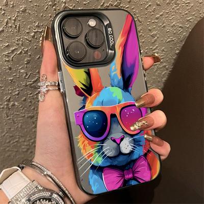 Милый красочный кролик гальваническое серебро IMD чехол для iPhone 15 14 16 Pro Max 11 12 13 Pro 7 8 Plus 16E X противоударная задняя крышка