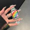Радужный прозрачный ремешок для Apple Watch Series 10 9 8 7 se 6 5 4 3 Тонкий женский браслет для iWatch 40 мм 38 41 42 44 45 46 49 мм