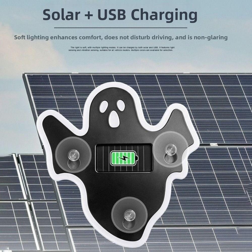 Solar Powered Solar Car Light Ghost Shape LED Car Light New Ghost Car Light Rear Window Use