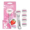 Venus VENUS Comfort Glide Razor for with Strawberry Field for Moist and Soft Includes 5 Replacement Blades Women, Soap, Scent, Skin,