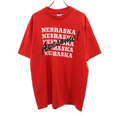80-е 90-е Сделано в США Старая футболка NEBRASKA с коротким рукавом Однострочный шов Мужская Б/у