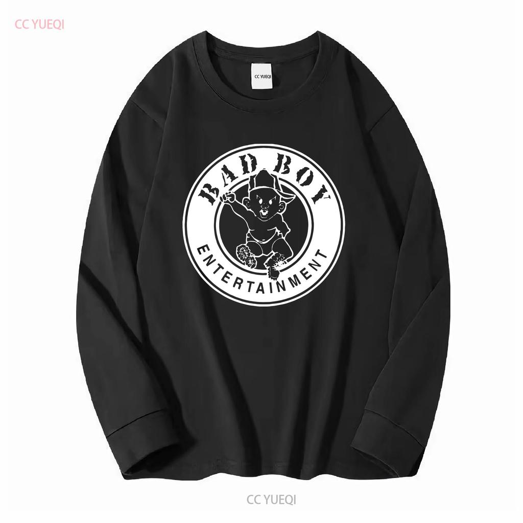 Футболка с логотипом Bad Boy records Хип-Хоп 1990 года с длинным или коротким рукавом винтажная Стираная дизайнерская одежда мода Слегка растянутая