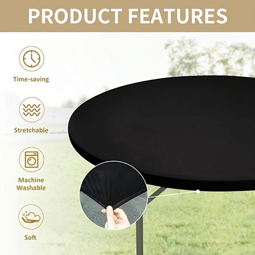 Diameter 48/60in Stain-Resistant Tablecloth Elastic Picnic Table Cloth Round Table Cover Camping