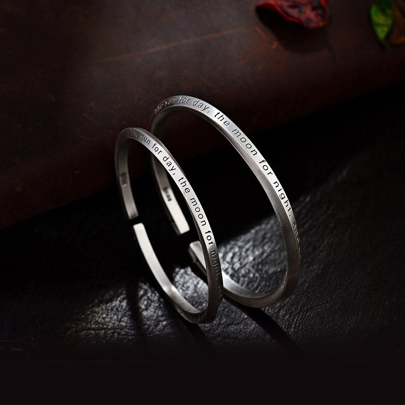 Zuyin S999 Серебряный браслет Кольцо Мебиуса из чистого серебра S999 Мужской и женский серебряный открытый стиль для пар с гравировкой Винтаж