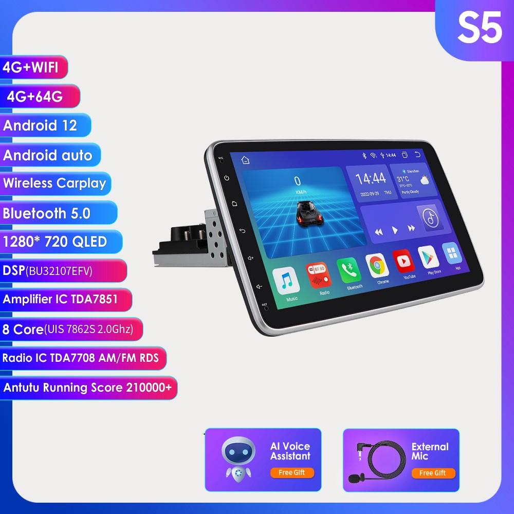 Автомобильная магнитола Hizpo 3G + 32G 10,1 дюйма, вращающаяся на 360°, 1 Din, авторадио, GPS для универсального мультимедийного проигрывателя, стерео, 1DIN, видео, авторадио, головное устройство Carplay, аудио