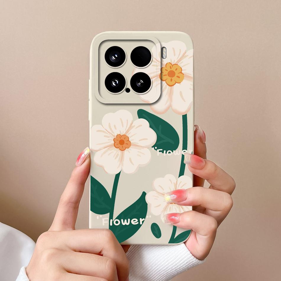 Чехол-конфетница для телефона Xiaomi 15 Pro, корпус, мягкий жидкий силикон, улучшенная полная защита, задняя крышка с цветами для Xiaomi15 Pro, Чехол