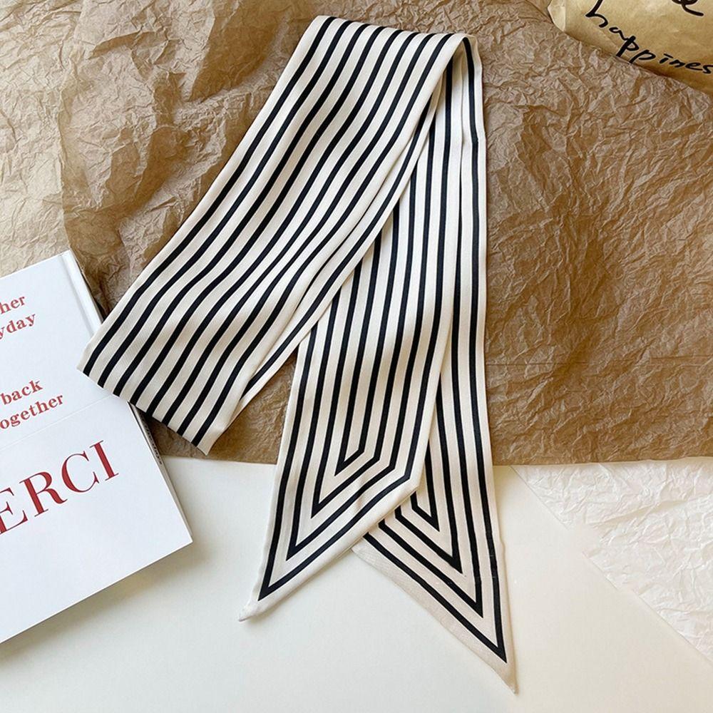Ribbon Headband Printing Tie French Printed Scarf Silk Scarf Korean Style Scarves Small Long Scarf