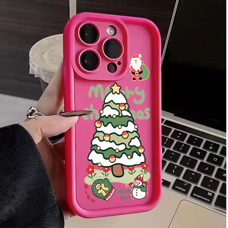 Чехол для телефона с принтом рождественской елки для iPhone 16 15 14 13 12 11 Pro Max X XR XS Max SE2 8 7Plus Ударопрочный силиконовый задний чехол