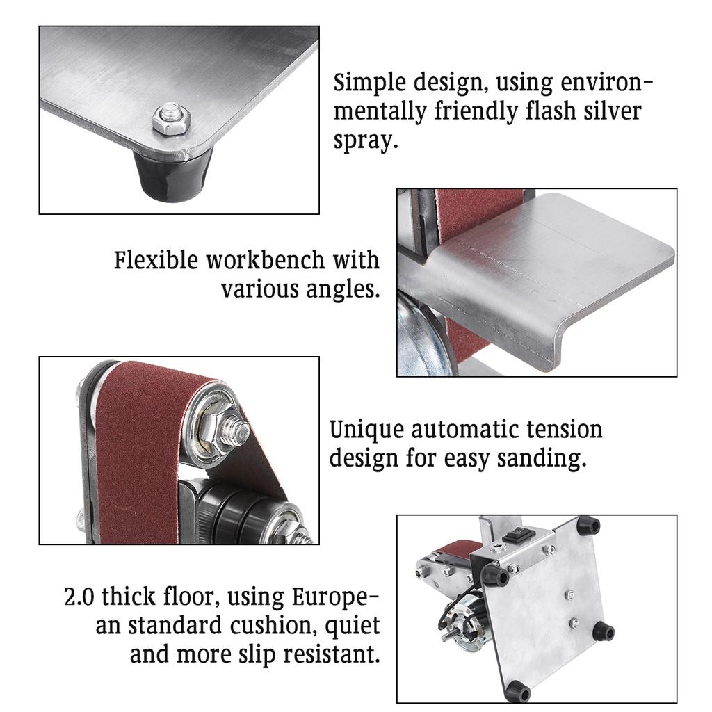 Мини электрический ленточный шлифовальный станок 350 Вт 9000 об/мин, машина с регулируемой скоростью для шлифовки и полировки, многофункциональная железная угловая шлифовальная машина
