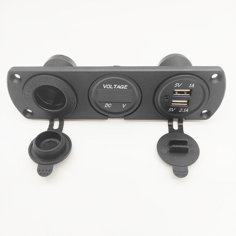 3 IN 1 Panel 3.1A Dual USB Car Charger LED Voltmeter Power Socket Adapter DIY Kit for Car Marine Motorcycle RV