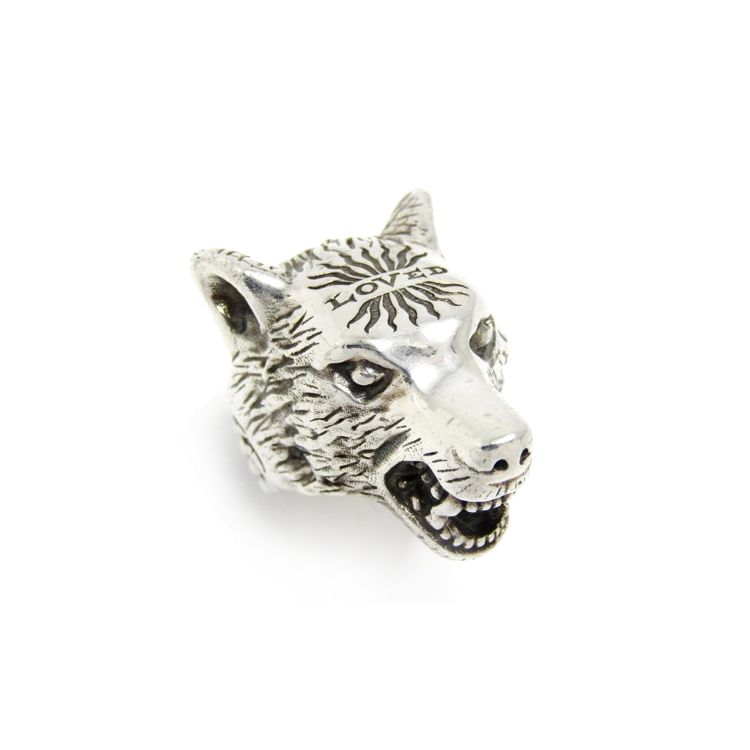 Gucci Anger Forest Series Wolf Head Pattern 925 Silver Ring Unisex rings 476902