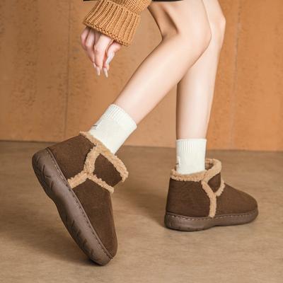 Женские зимние ботинки на толстой подошве, новые, зимние, бархатные, утолщенные хлопковые туфли, водонепроницаемые, нескользящие и ветрозащитные хлопковые шлепанцы для улицы