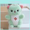 Adorable Cartoon Cat Plush Stuffed Toy With Soft Pp Cotton Filling In Pink Green Yellow