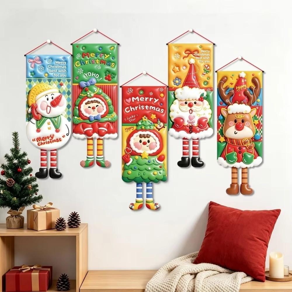 Cartoon Christmas Door Hanging Banner Cute Door Hanging Ornament Garden Door Porch