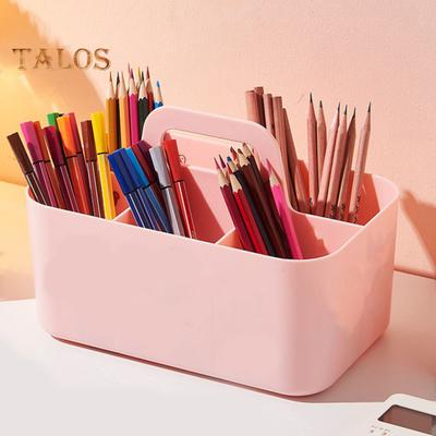 Штабелируемый настольный органайзер, ящик для хранения с ручкой, большая вместимость, несколько отделений, держатель для карандашей, органайзер Caddy
