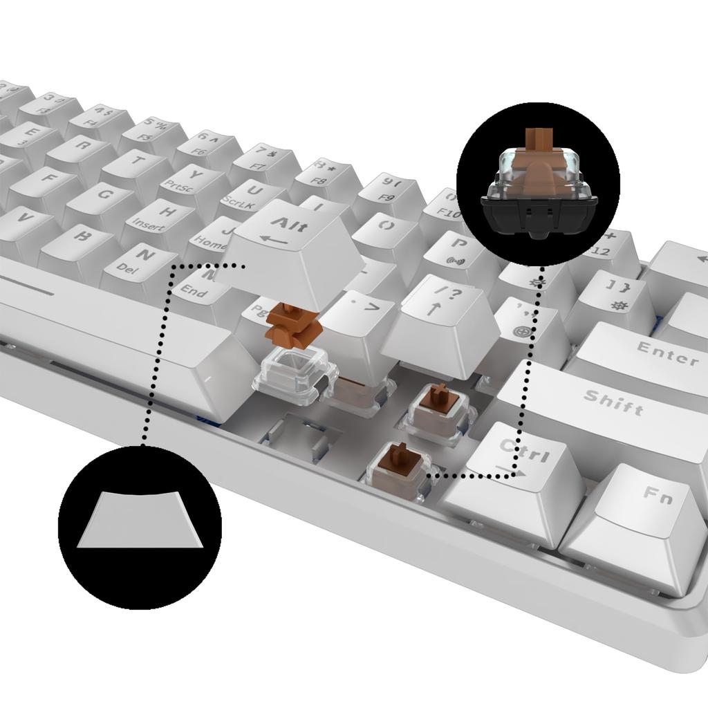 KIMOCA Mechanical English Mechanical Gaming 61 RGB LED Japanese Instruction Manual Brown Keyboard, Layout, Keyboard, Keys, Compact, Bluetooth,