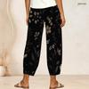 Women Plus Size Floral Printed Loose Cross Hem Cropped Pants