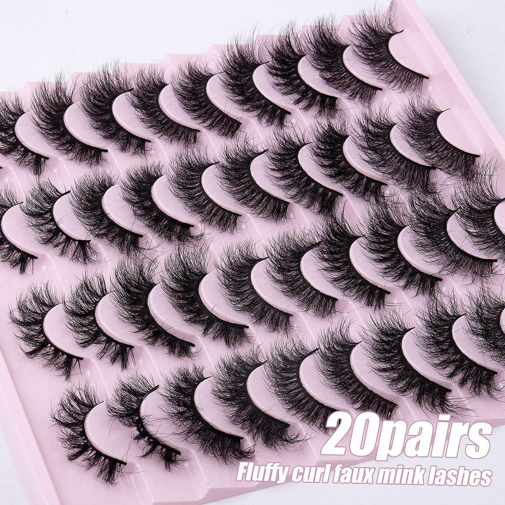 Накладные ресницы из искусственного норкового волокна, 20 пар густых завитых многослойных жареных ресниц