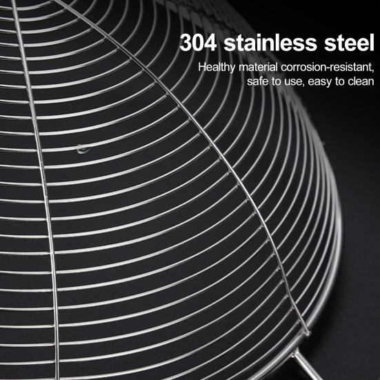 Stainless Steel Colander Easy To Clean Spiral Mesh Skimmer Spoon Anti-scalding Long Handle Strainer for Home