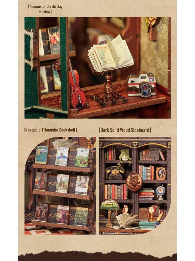 CuteBee Сова Книжный магазин Миниатюрный DIY Коттедж Книжная полка
