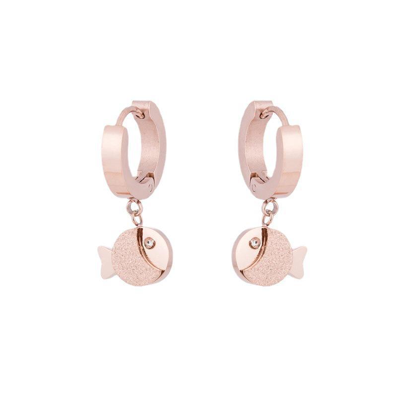 Rose Gold Geometric Titanium Steel Earrings for Women - Stylish, Simple Designs