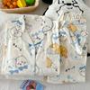 Japanese girl cartoon full print pajamas women's spring and autumn long-sleeved thin comfortable loungewear suit real shot