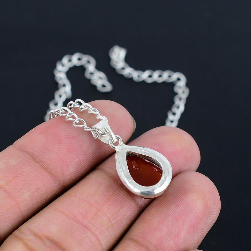 Подвеска из красного оникса, изготовленная вручную из полированного серебра 925 пробы, с современным дизайном, подарок на свадьбу, день благодарения